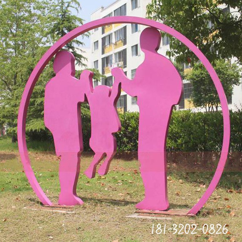 不銹鋼抽象一家三口雕塑公園抽象人物雕塑 (1)
