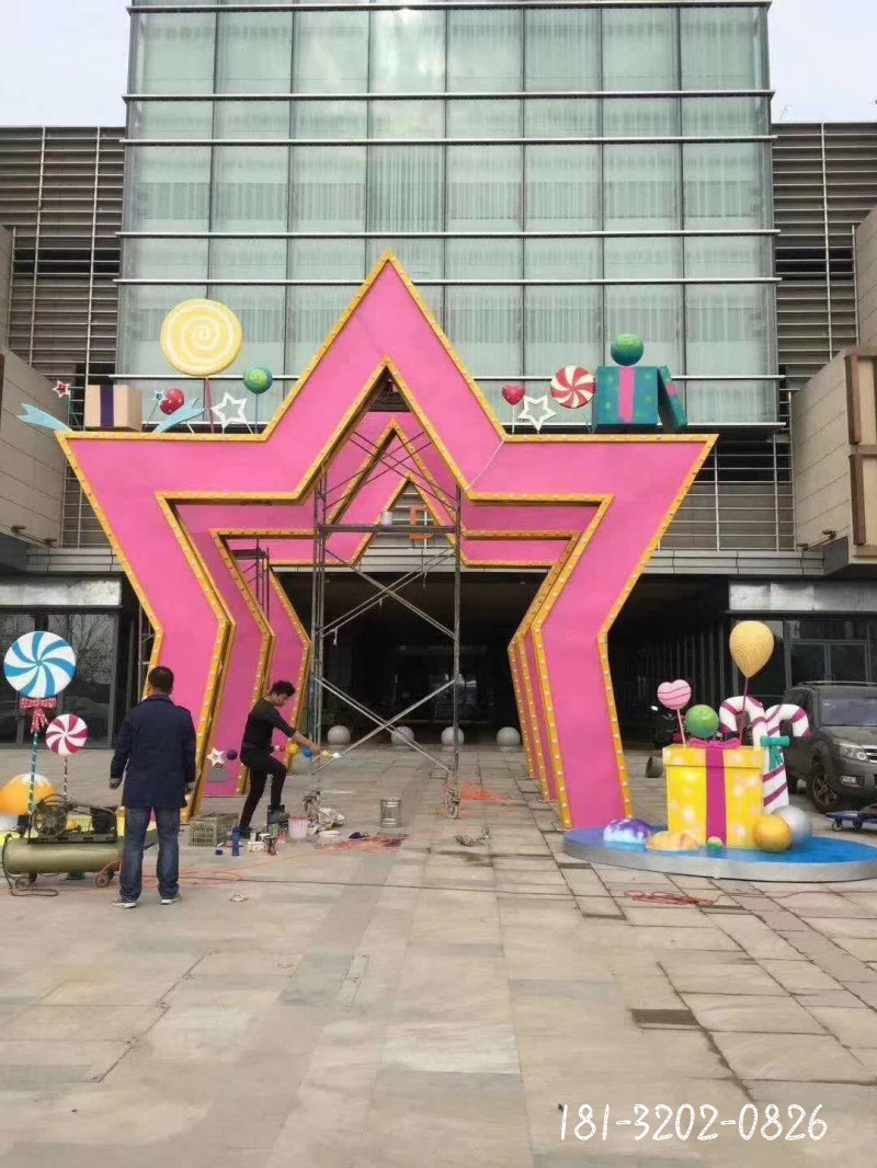 不銹鋼五角星拱門雕塑 (4)