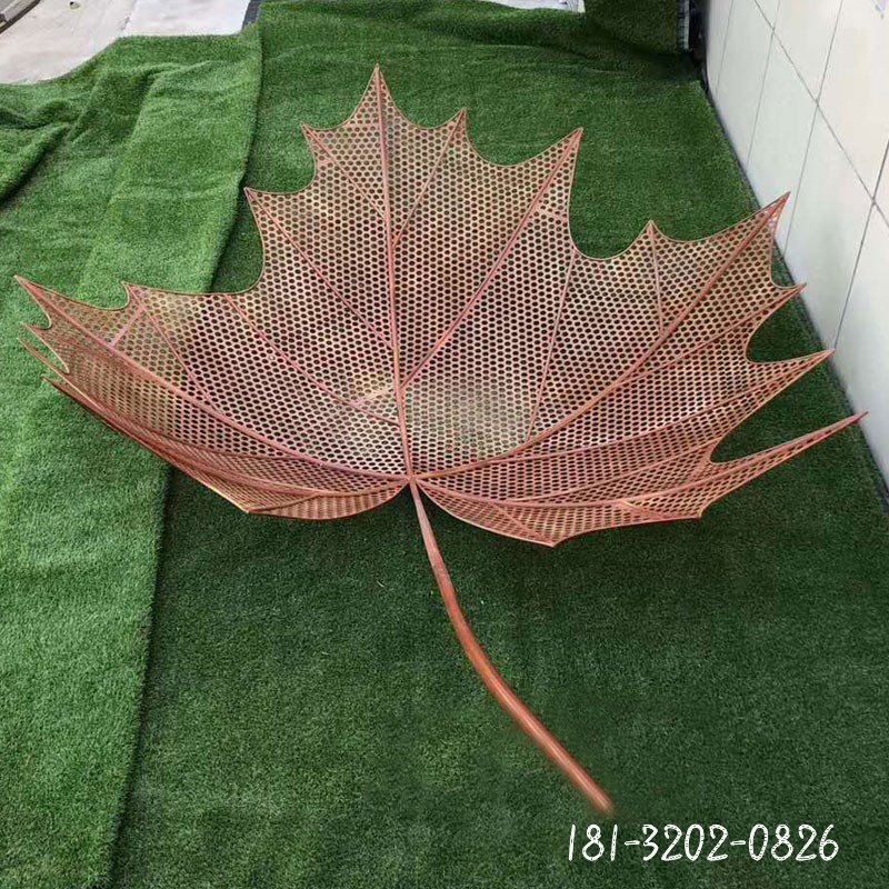 不銹鋼古銅色楓葉雕塑 (2)