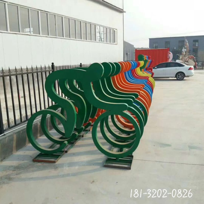 不銹鋼騎自行車人物剪影雕塑 (1)