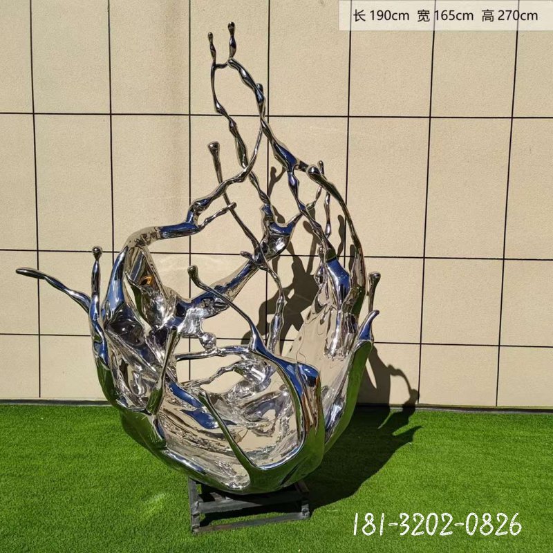 鏡面不銹鋼浪花雕塑