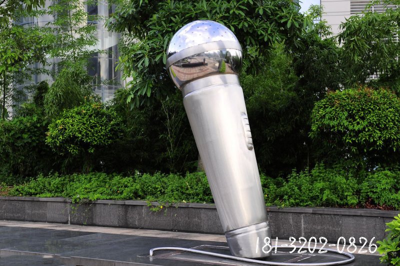 不銹鋼麥克風(fēng)雕塑 街邊景觀雕塑