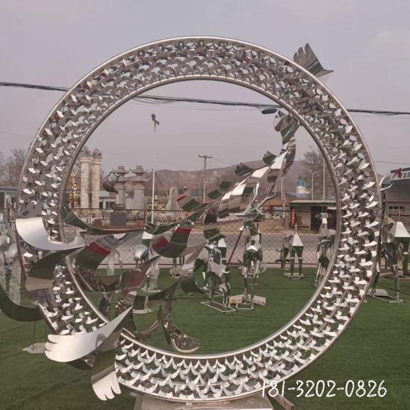 不銹鋼圓環(huán)大雁雕塑