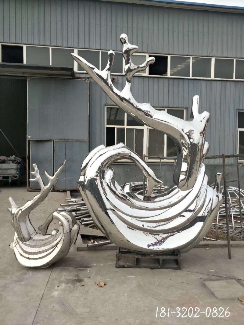 不銹鋼抽象海浪雕塑 (4)