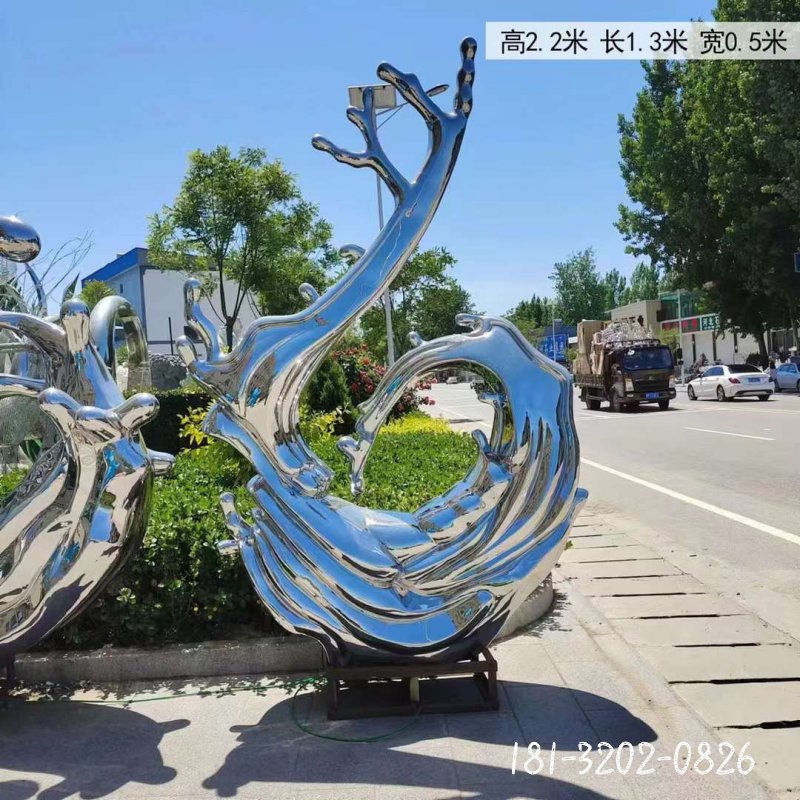 公園不銹鋼海浪雕塑 (2)