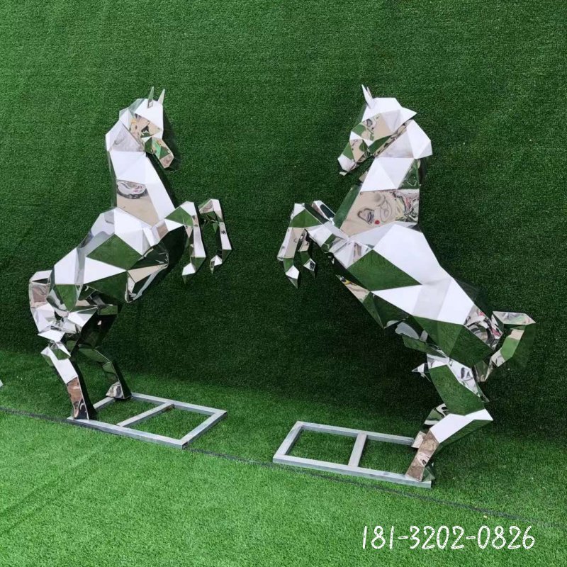 不銹鋼切面幾何馬動(dòng)物雕塑 (2)