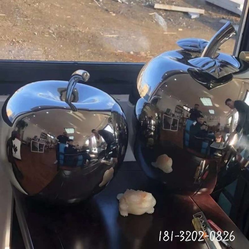 不銹鋼鏡面蘋果雕塑