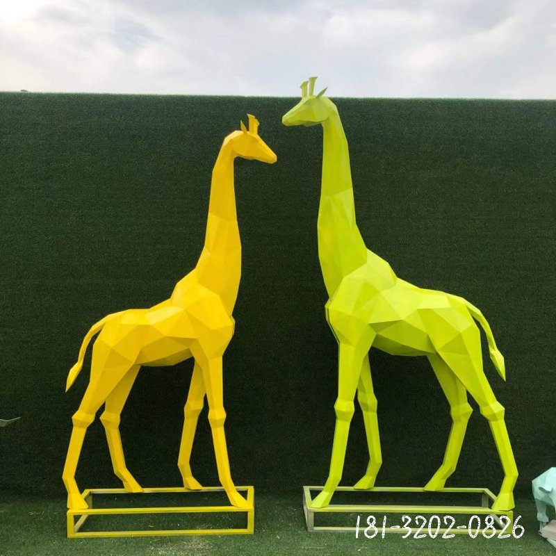 不銹鋼長頸鹿動物雕塑