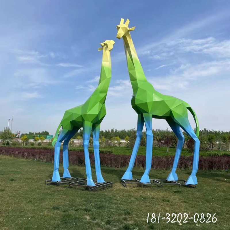 彩色切面長頸鹿動物不銹鋼雕塑