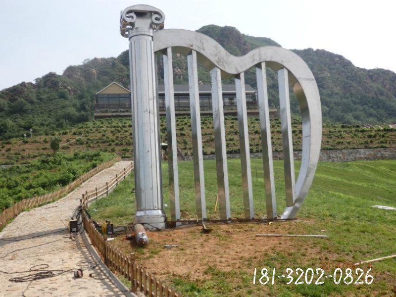 不銹鋼豎琴雕塑，廣場不銹鋼樹琴雕塑 (3)
