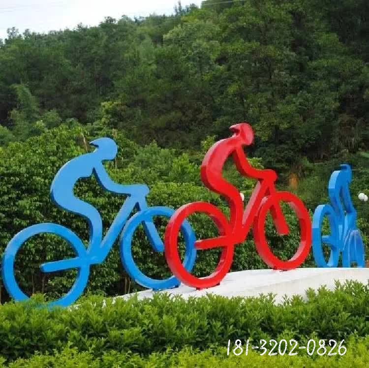 不銹鋼抽象騎單車人物雕塑 (3)