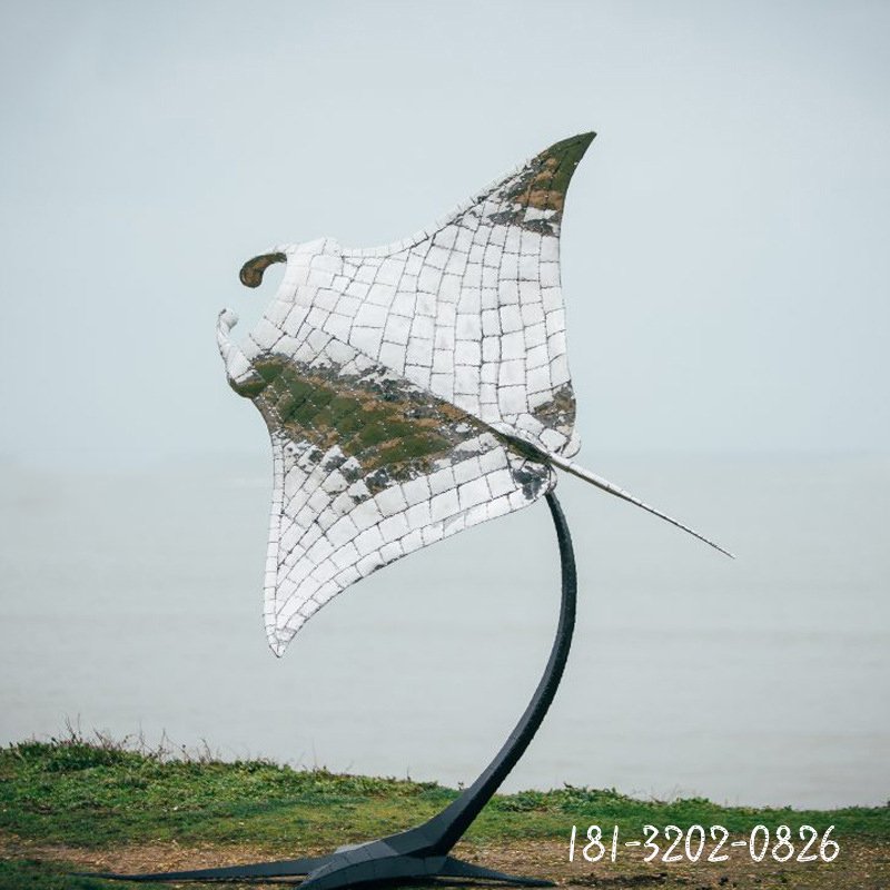 不銹鋼蝠鲼雕塑海邊不銹鋼雕塑 (3)