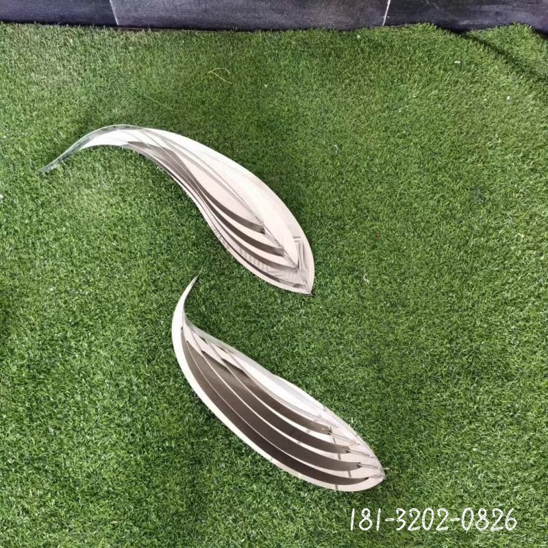 草坪不銹鋼抽象魚雕塑 (6)