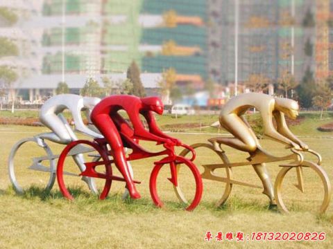 抽象人物騎自行車