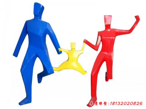 抽象幾何一家三口人物