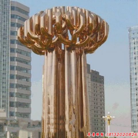 城市電鍍工藝抽象大樹