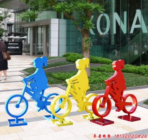 抽象小女孩騎單車